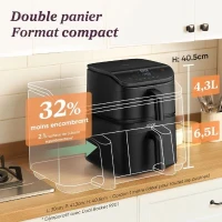 Friteuse sans huile COSORI - Turbo Tower Chef Edition - Capacité 10,8L - 2 cuves - 6 programmes - 2630W - Noir(m-5)