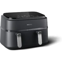 Friteuse sans huile - PHILIPS - NA351/00 - Airfryer Série 3000 double panier 9L - 8 préréglages - 2750W - Noir/Argent(m-1)