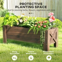 Outsunny 58L Garden Raised Bed Planter Grow Containers for Outdoor Patio Plant Flower Vegetable Pot Fir Wood, 100 x 36.5 x 36 cm, Carbonized Colour(m-4)