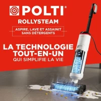 Aspirateur balai laveur vapeur - POLTI RollySteam WD10 - 7000 Pa - 0,6 L - Noir / Blanc(m-2)