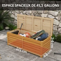 Outsunny Coffre de rangement extérieur jardin 176L en bois avec poignée, dim. 130L x 50l x 45H cm(m-4)