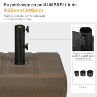 Outsunny Bază pentru Umbrelă de Grădină cu Mâner Încorporat și Duză Laterală, 49x49x36.5 cm, Maro(m-4)