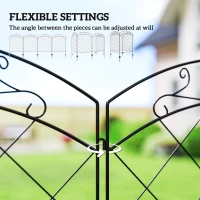Outsunny Steel Decorative Swirls Outdoor Picket Fence Panels Set of 4, Black(m-5)