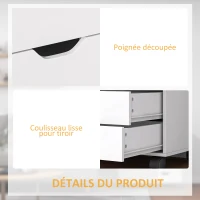 HOMCOM Meuble de rangement pour bureau 5 tiroirs 1 porte étagère réglable, support imprimante roulettes, 78x40x66,5 cm, blanc(m-7)