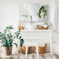 kleankin Armoire murale salle de bain, meuble de rangement avec miroir, 2 placards avec 3 étagères en bois, 90 x 60 x 13,5 cm(m-7)