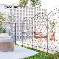 Outsunny Steel Decorative Swirls Outdoor Picket Fence Panels Set of 4, Black(m-6)