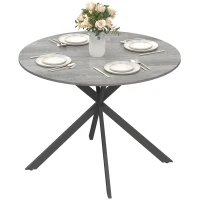HOMCOM Table à manger ronde pour 4 personnes, table de cuisine style industriel avec pieds en acier, pour salle à manger, cuisine, gris(m-6)
