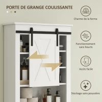 HOMCOM Meuble WC dessus de toilette avec porte coulissante, avec 6 compartiments de rangement, blanc(m-4)