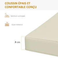 Outsunny Coussin de Banc de Jardin déhoussables - Rembourrage 8 cm - Cordons d'attache - Polyester crème(m-7)