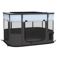 PawHut Box per Animali con 7 Finestre, 3 Porte e 2 Borse Portaoggetti, in Poliestere e Acciaio, 84x64x53 cm(m-1)