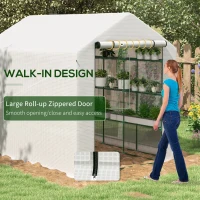 Outsunny 8 x 6ft Walk-In Greenhouse, with Shelves - White(m-5)