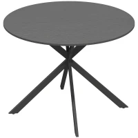 HOMCOM Mesa de comedor redonda para 4 personas, mesa de cocina estilo industrial con patas de acero, para comedor, cocina, negro(m-1)
