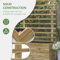 Outsunny Wooden Raised Planter, with Back Trellis - Natural Finish(m-6)