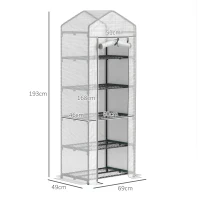 Outsunny 193cm Five Shelf Mini Greenhouse - White(m-3)