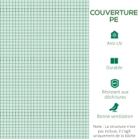 Outsunny Bâche de Rechange Serre Tunnel 6 m², bâche 3 x 2 x 2 m PE Anti-UV imperméable 6 fenêtres + Porte Enroulable zippée Vert(m-6)