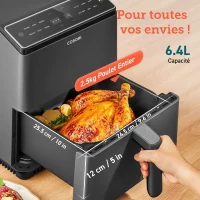 Friteuse sans huile COSORI - Dual Blaze Chef Edition - Capacité 6,4L - 12 programmes - 5 brochettes et 1 grille - 1700W - Noir(m-4)