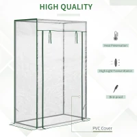 Outsunny Tomato Greenhouse with Roll-up Door, Mini Greenhouse with PVC Cover, Outdoor Grow House Small Green House for Yard, Balcony, Garden, 100 x 50 x 150cm, Transparent(m-4)