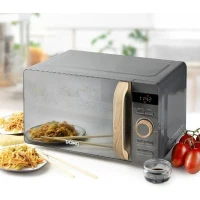 Micro-ondes - DOMO - DO3420 - Gris avec finition boisée - L45,1 x P34,7 x H25,8 cm - 20 L - 5 niveaux de puissance - 700W(m-3)