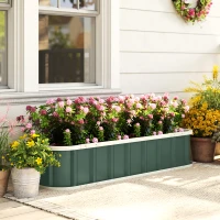 Outsunny Pat ridicat din oțel, recipient de plantare cu încuietori click, margine pliată 136 x 52 x 31 cm Verde deschis(m-2)