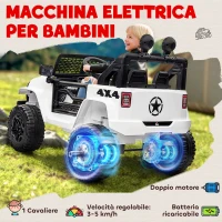 HOMCOM Macchina Elettrica per Bambini Jeep Fuoristrada con Telecomando e 2 Velocità, 100x65x72 cm, Bianco(m-4)