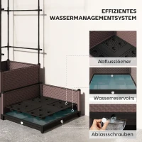 Outsunny Skrzynia do sadzenia ze stelażem do pnączy, otworami odpływowymi, plastikowymi donicami 100 x 50 x 174 cm(m-6)