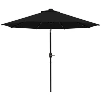 Outsunny 2.7m Outdoor Patio Garden Umbrella Parasol with Tilt Crank and 24 LEDs Lights, Black(m-11)