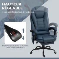 Vinsetto Fauteuil de bureau massant, chaise de bureau avec hauteur réglable, dossier inclinable et télécommande filaire, bleu(m-6)