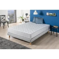 Ensemble Matelas + sommier 140x190 cm - 580 Ressorts ensachés - 5 zones de confort - 19 cm - Ferme - DEKO DREAM Springmax(m-1)