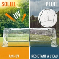 Outsunny Serre de Jardin Tunnel mini serre tunnel serre à tomates 2,5L x 1l x 0,8H m Grande Porte zippée bâche PVC Transparent métal époxy Vert(m-6)