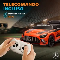 AIYAPLAY Auto Elettrica Bambini 3-8 Anni Mercedes-AMG 12V con Telecomando, Luci LED, Rotelle di Trasporto, Arancione(m-5)