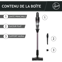 Aspirateur Balai sans fil - HOOVER HF1P10H - 40 AW - Ecran LED - Noir / Pastel violet(m-2)