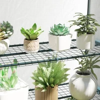 Outsunny Four-Tier Mini Greenhouse - Green/White(m-8)