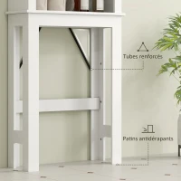 HOMCOM Meuble WC dessus de toilette avec porte coulissante, avec 6 compartiments de rangement, blanc(m-7)