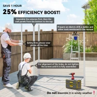 Outsunny 7.9ft x 6.2ft Recycled Garden Shed with Aluminium Frame and Plastic,  Wall Shed with Foundation, Waterproof and Rustproof - Cream White(m-4)