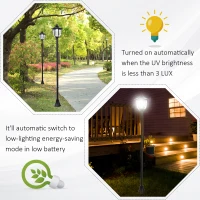 Outsunny Outdoor Garden Solar Post Lamp Sensor Light  LED Lantern Bollard Pathway Torch Light 1.77m Tall(m-6)