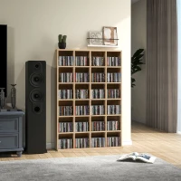 HOMCOM Mobile Porta CD con Ripiani Regolabili per 456 CD o 336 DVD, 24 Scomparti, 89x20x130.5 cm, Legno(m-2)