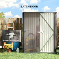Outsunny 5.3 x 3.1ft Corrugated Steel Garden Shed - Light Grey(m-5)