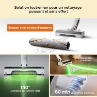 ROBOROCK H60 HUB - Aspirateur Balai sans Fil avec Station de Vidage Automatique - Batterie Amovible 60 Min - 115 AW(m-4)