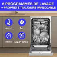 Lave-vaisselle pose libre - CONTINENTAL EDISON - CELV1145S - 11 couverts - 45 cm - 45 dB  - Silver(m-2)