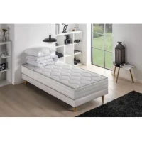 Pack pret a dormir Matelas + Sommier 90 x 190 cm + Couette + Oreiller - DEKO DREAM Malin(m-1)
