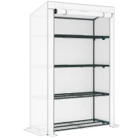 Outsunny Four-Tier Mini Greenhouse - Grey/White(m-1)
