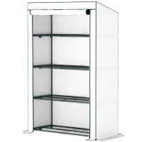 Outsunny Four-Tier Mini Greenhouse - Green/White(m-11)