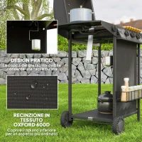 Outsunny Barbecue a Gas con 4 Bruciatori Indipendenti e Coperchio con Termometro, 108x54x97 cm, Nero(m-7)