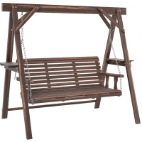 Outsunny Three-Seater Wooden Swing Bench(m-10)
