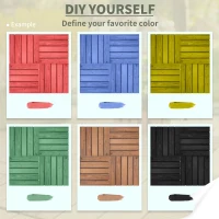 Outsunny 27 Pcs Solid Wood Interlocking Decking Tiles For Patio, Balcony, Roof Terrace, Hot Tub, Brown, (30 x 30 cm Per Piece)(m-8)