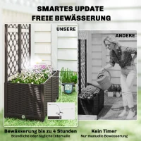 Outsunny Set van 2 Spalier met bloembak Bloembak met drainagegat Timer bewateringssysteem 80 x 40 x 136 cm Bruin(m-4)