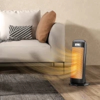 HOMCOM Ceramic Space Heater, 2000W Fan Electric Heater with 4 Modes, Adjustable Thermostat, 55° Oscillation, Tip-Over and Overheat Protection for Bedroom, Home Office, Black(m-9)