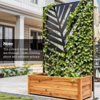 Outsunny Decorative Privacy Screen with Stand, 6.5FT Freestanding Metal Outdoor Divider, Decorative Privacy Panel with Expansion Screws for Garden Patio Pool Hot Tub, Banana Leaf Style, Black(m-7)