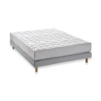 Ensemble Matelas + sommier 140x190 cm - 580 Ressorts ensachés - 5 zones de confort - 19 cm - Ferme - DEKO DREAM Springmax(m-2)