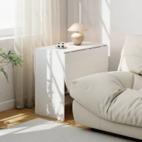 HOMCOM Mesa de Cocina Plegable con Alas Abatibles Mesa Multifuncional de Estilo Moderno de Forma Ovalada 163x80x75 cm Blanco(m-9)